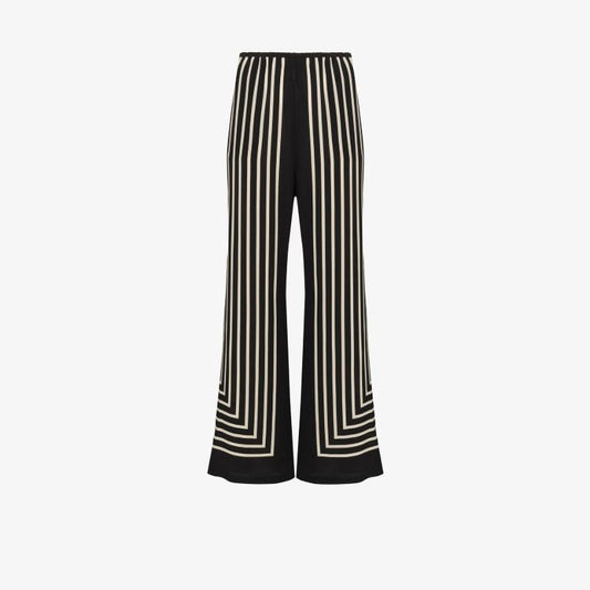 Monogram Jacquard Silk Wide Leg Trousers