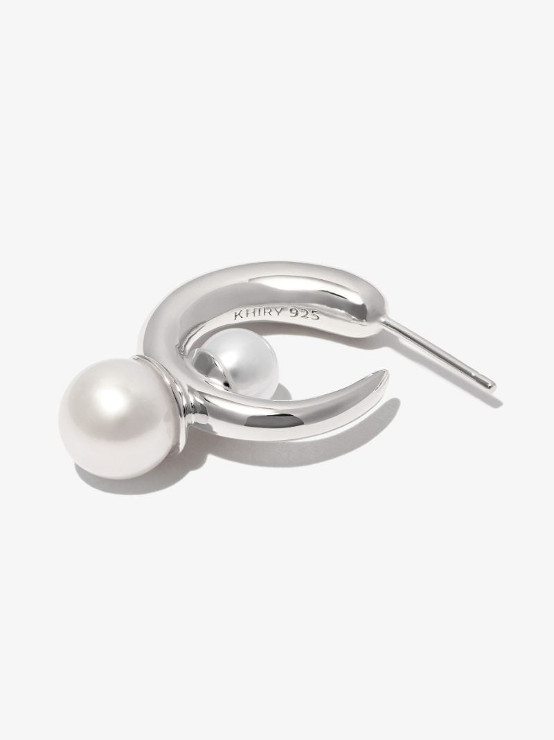 Sterling Silver Tiny Isha Pearl Hoop Earrings