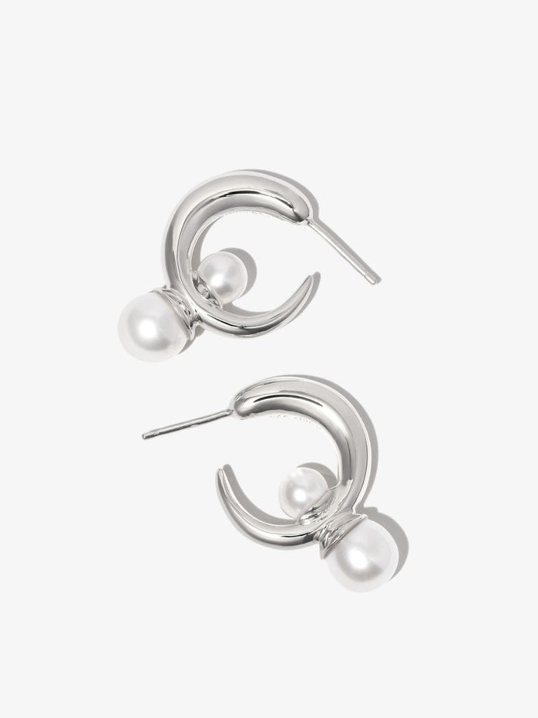 Sterling Silver Tiny Isha Pearl Hoop Earrings