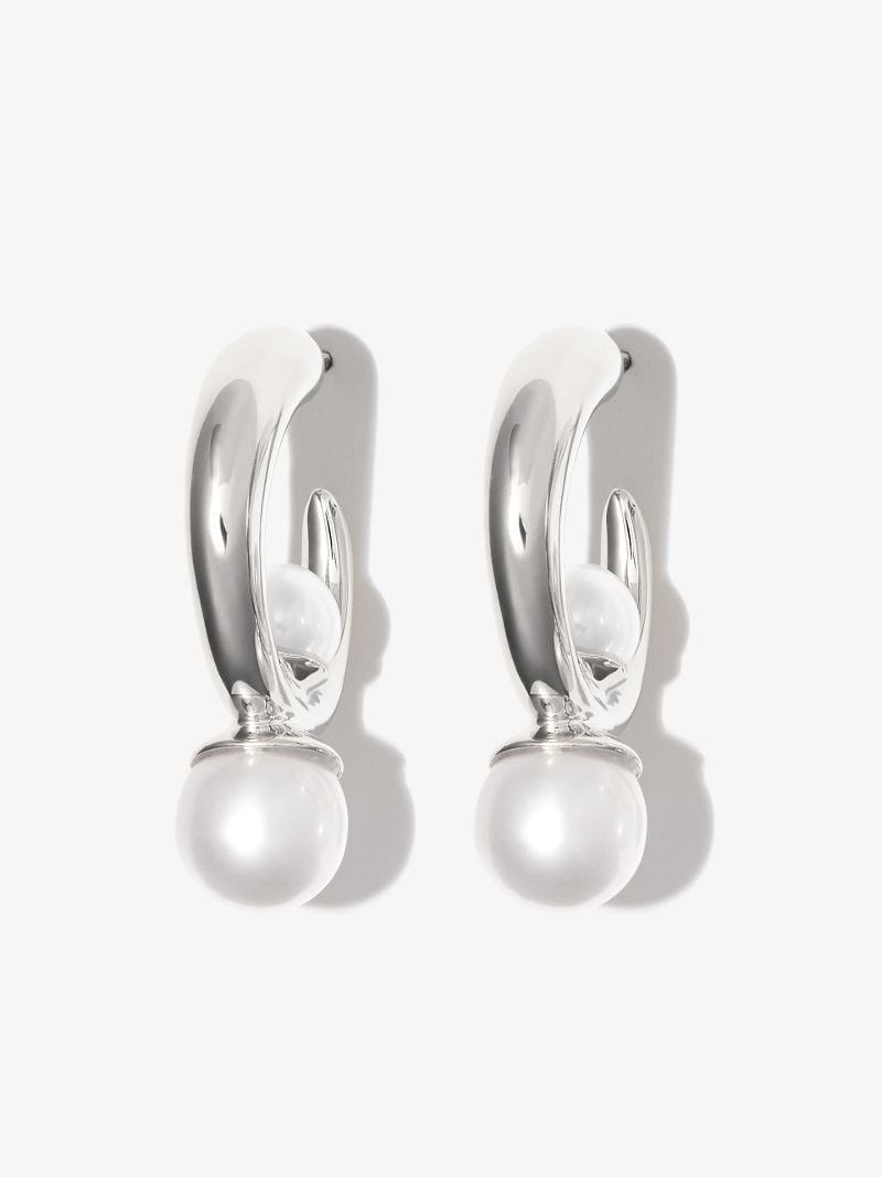 Sterling Silver Tiny Isha Pearl Hoop Earrings