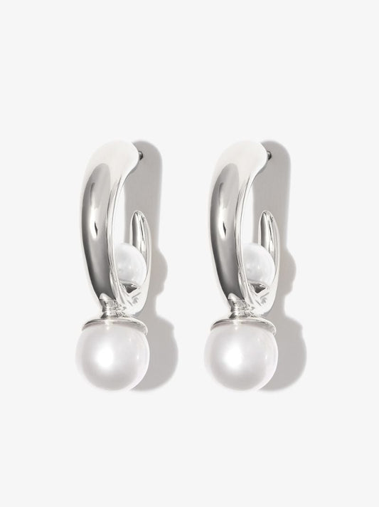 Sterling Silver Tiny Isha Pearl Hoop Earrings