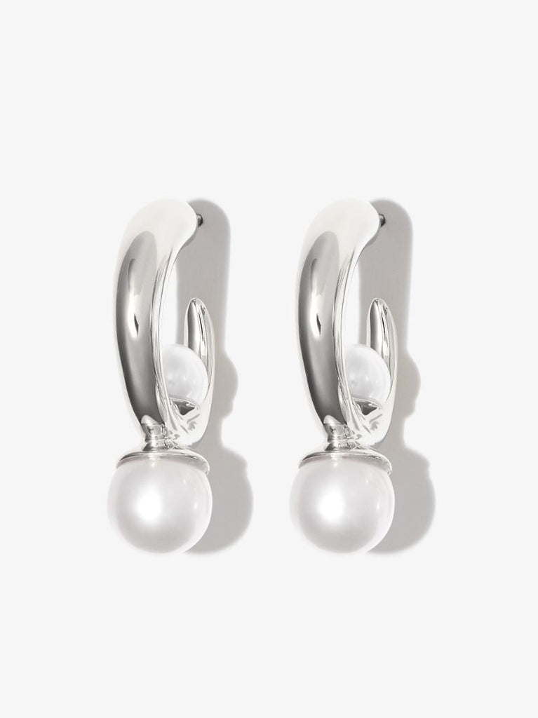 Sterling Silver Tiny Isha Pearl Hoop Earrings