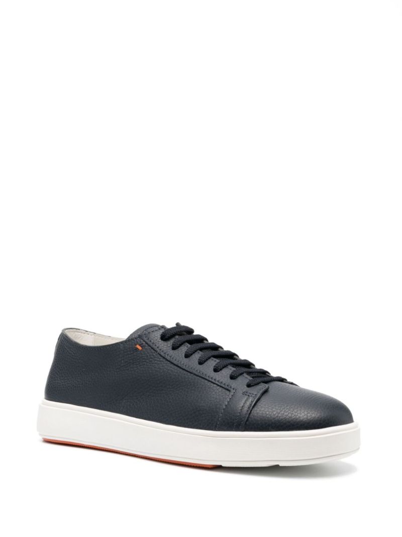 Blue Tumbled Leather Sneakers