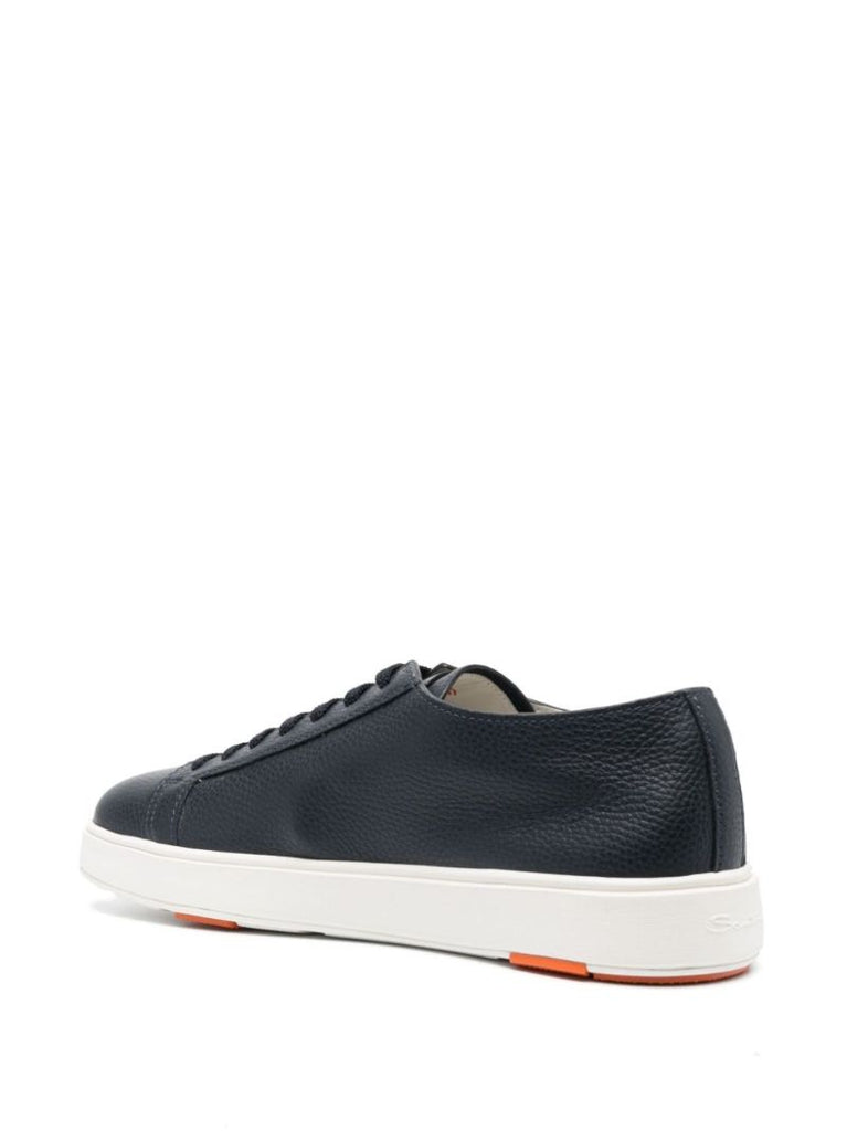 Blue Tumbled Leather Sneakers