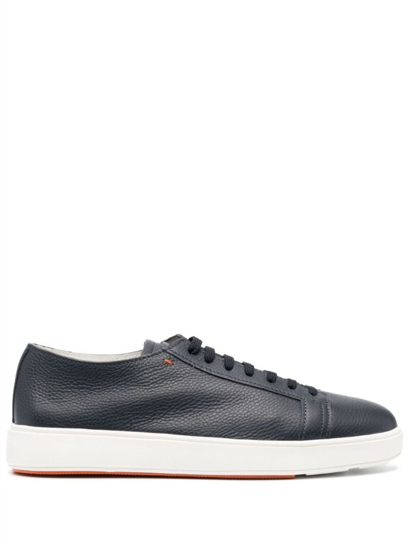 Blue Tumbled Leather Sneakers