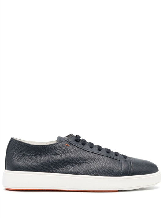Blue Tumbled Leather Sneakers