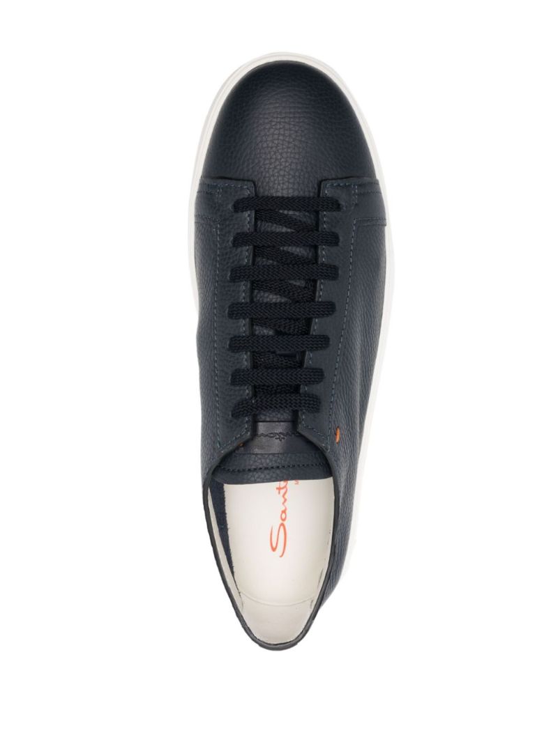Blue Tumbled Leather Sneakers