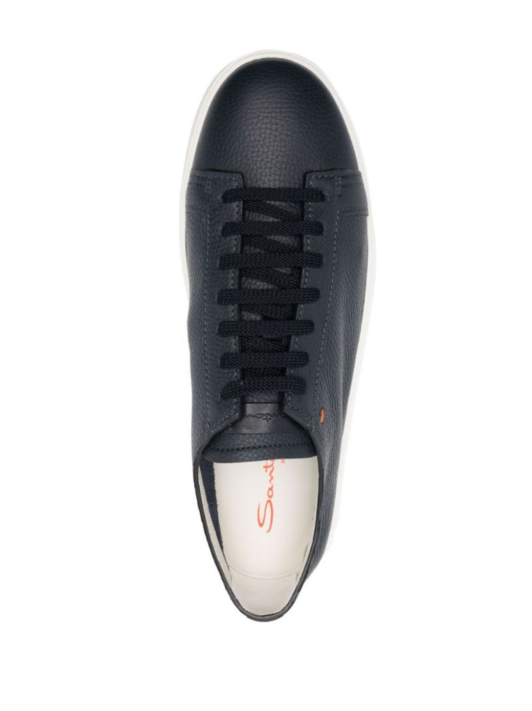 Blue Tumbled Leather Sneakers