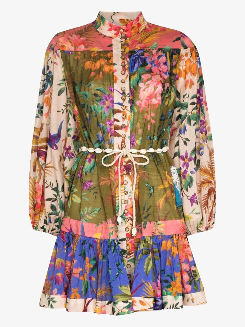 Tropicana Patchwork Cotton Mini Dress