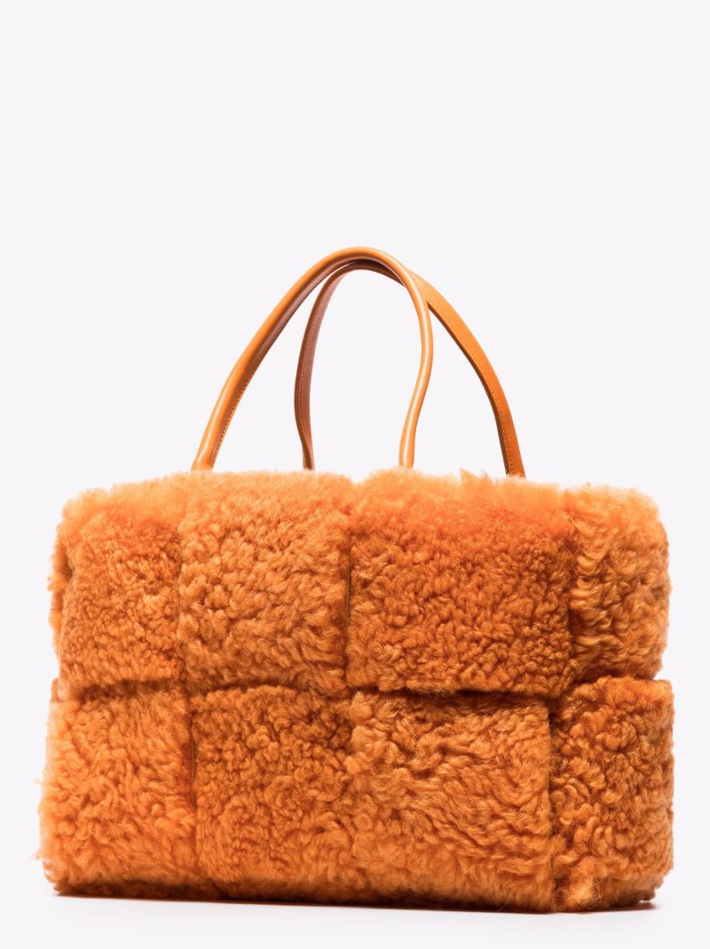 Orange Arco Shearling Tote Bag
