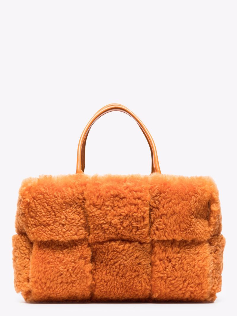 Orange Arco Shearling Tote Bag