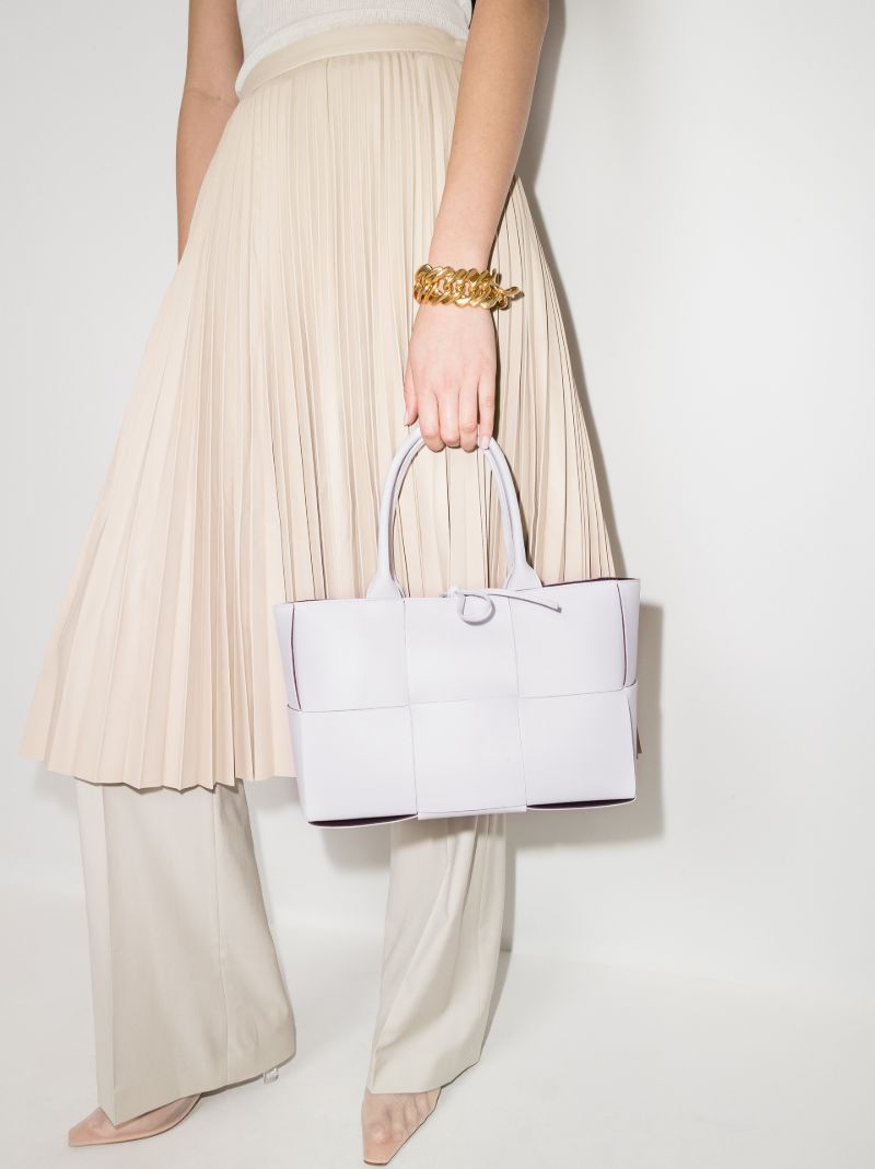 Purple Arco Medium Leather Tote Bag