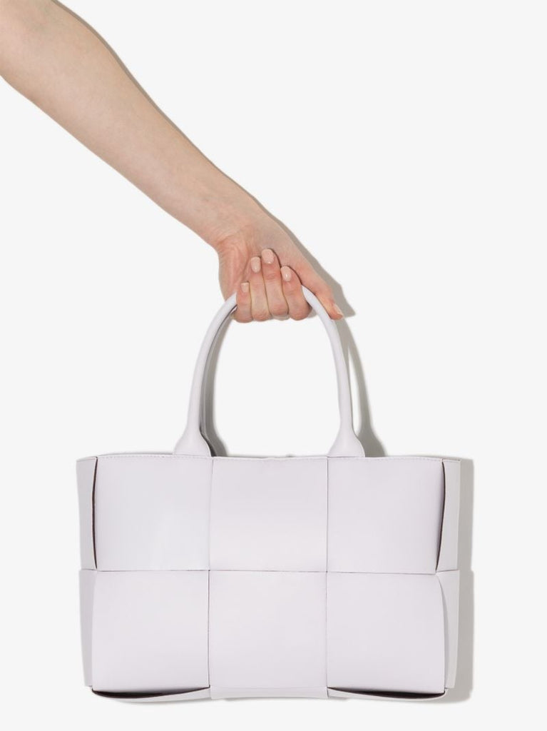 Purple Arco Medium Leather Tote Bag