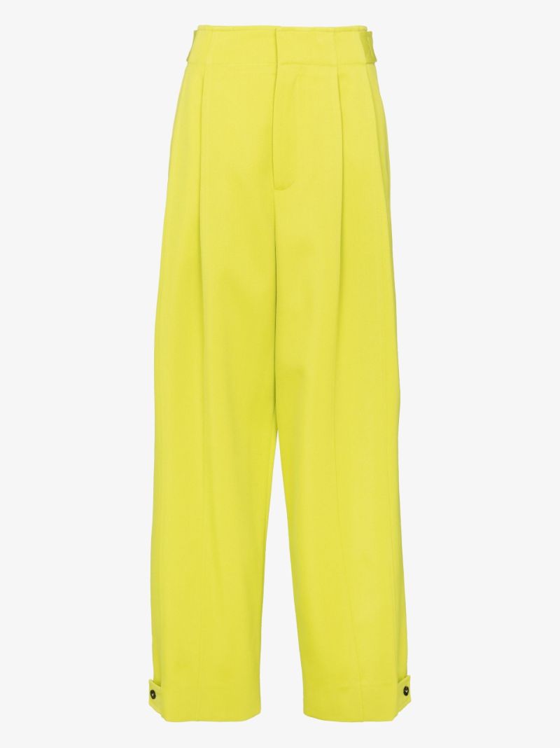 Yellow Wide-leg Wool Trousers