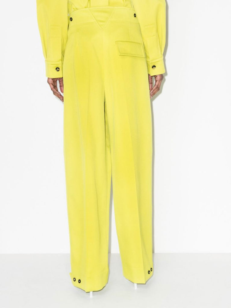 Yellow Wide-leg Wool Trousers