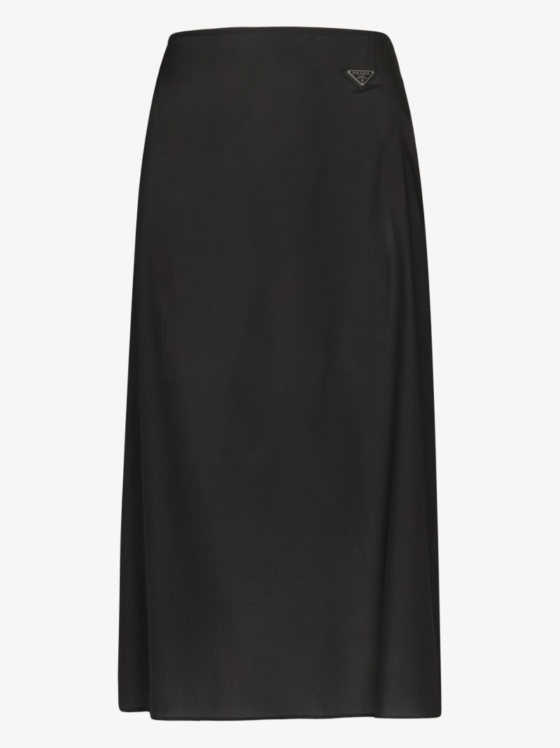High Waist A-line Silk Skirt