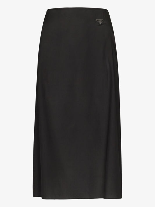 High Waist A-line Silk Skirt