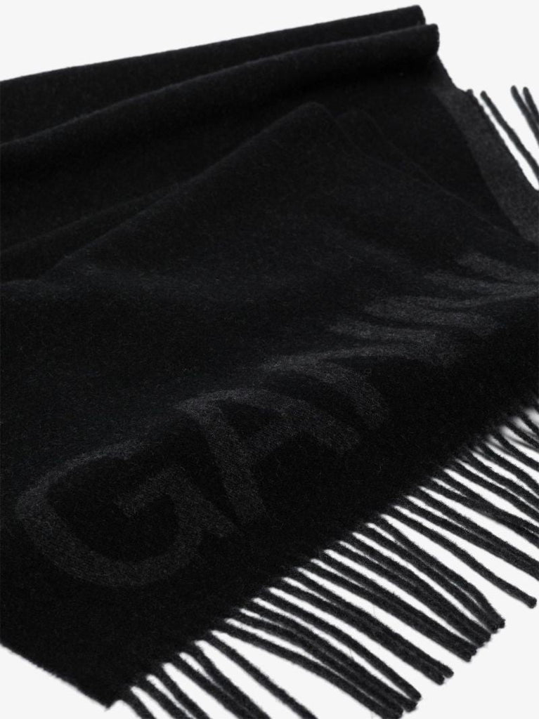 Black Logo Recycled Wool Scarf