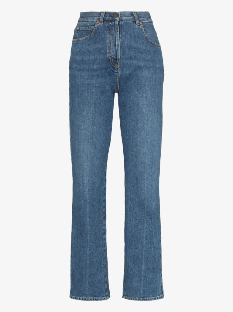 Blue Horsebit Straight Leg Jeans