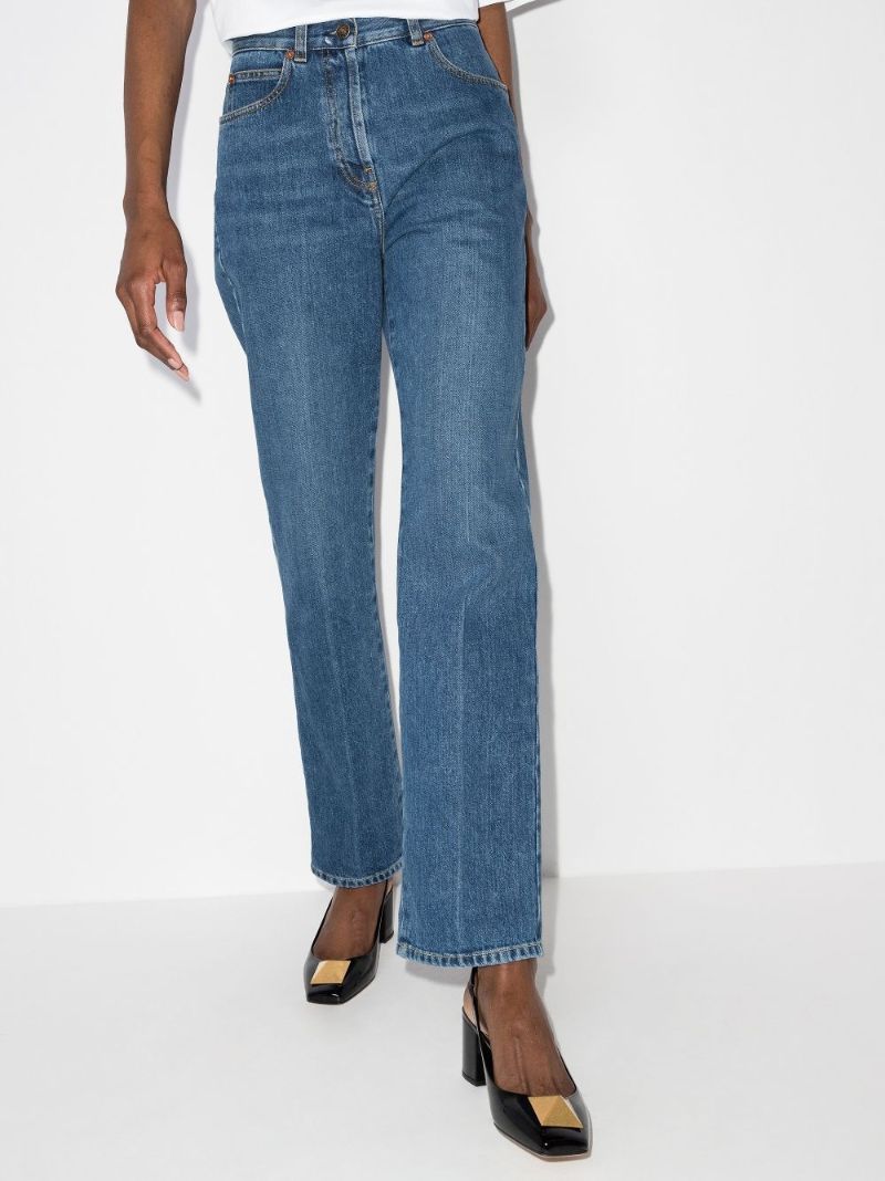 Blue Horsebit Straight Leg Jeans