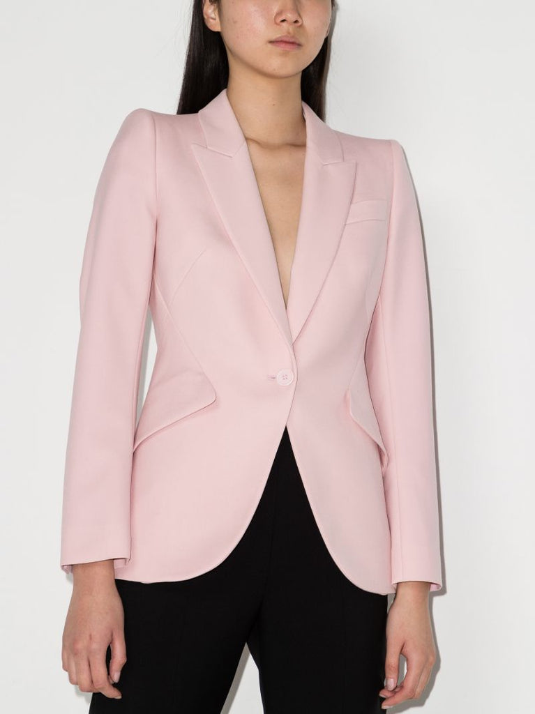 Padded Shoulder Wool Blazer
