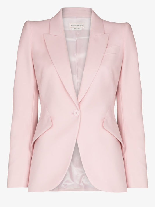 Padded Shoulder Wool Blazer