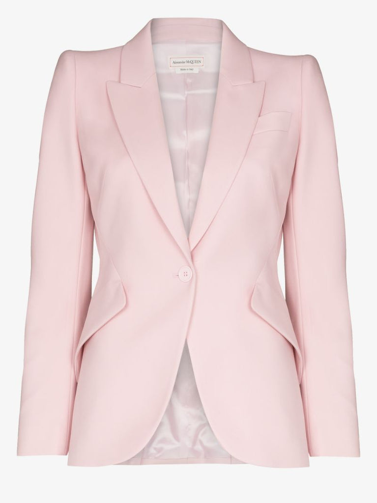 Padded Shoulder Wool Blazer