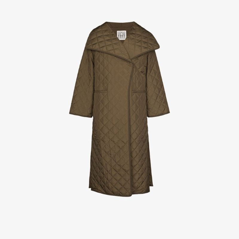 Green Quilted Oversized Coat