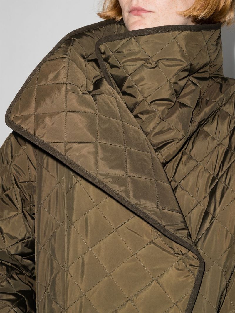 Green Quilted Oversized Coat