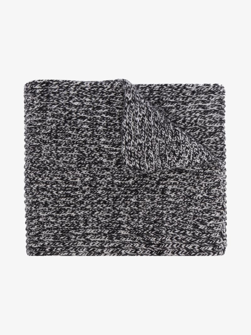 Grey Logo Ribbed Knit Scarf