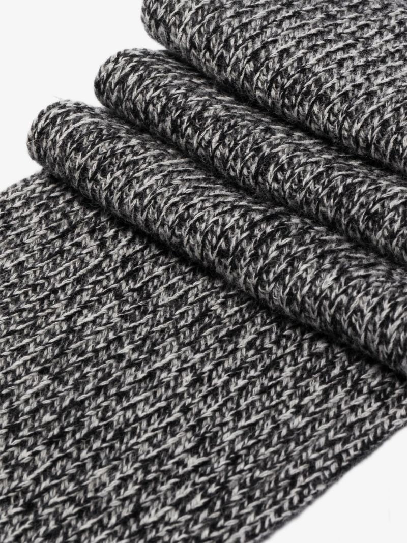 Grey Logo Ribbed Knit Scarf