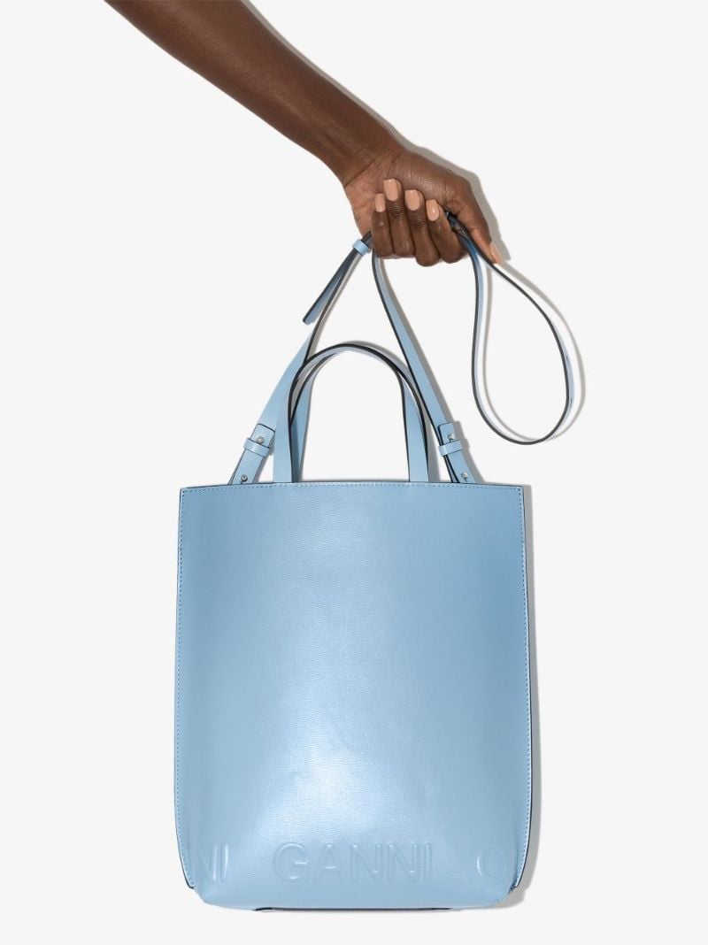 Blue Recycled Leather Tote Bag
