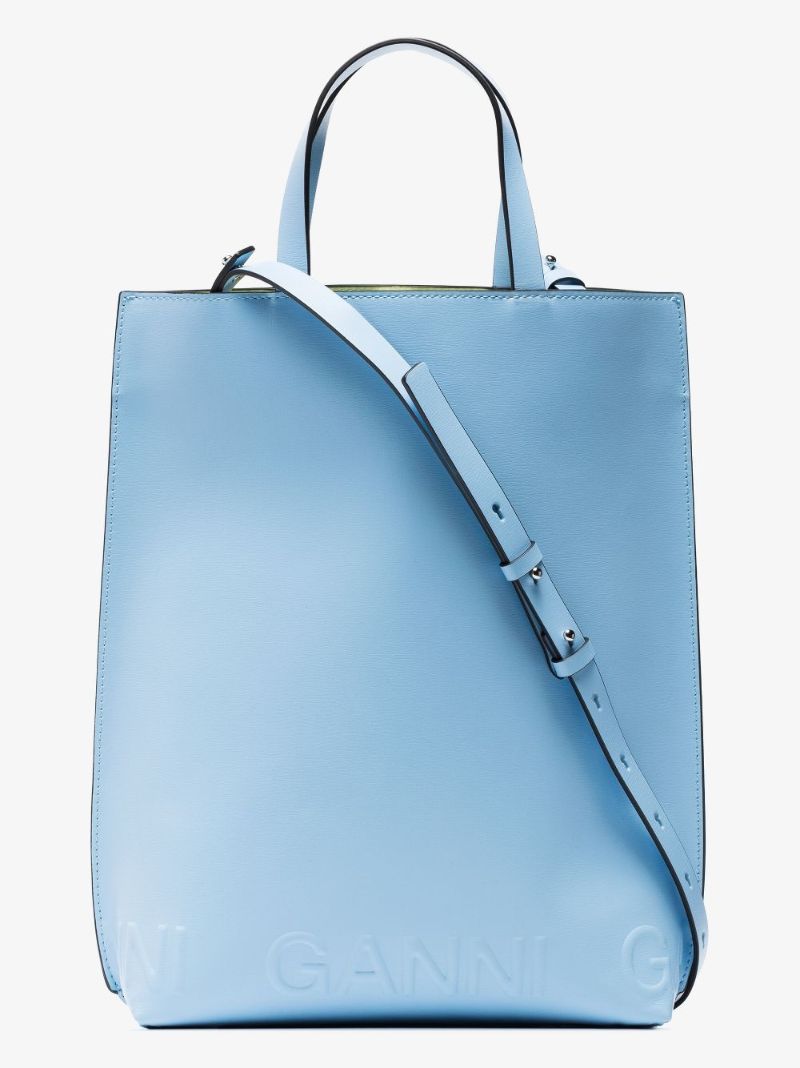 Blue Recycled Leather Tote Bag