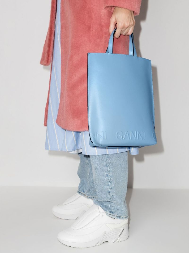 Blue Recycled Leather Tote Bag