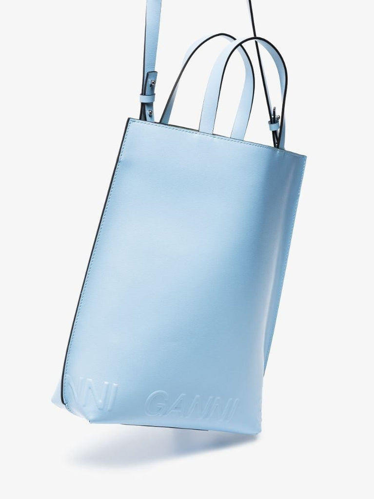 Blue Recycled Leather Tote Bag
