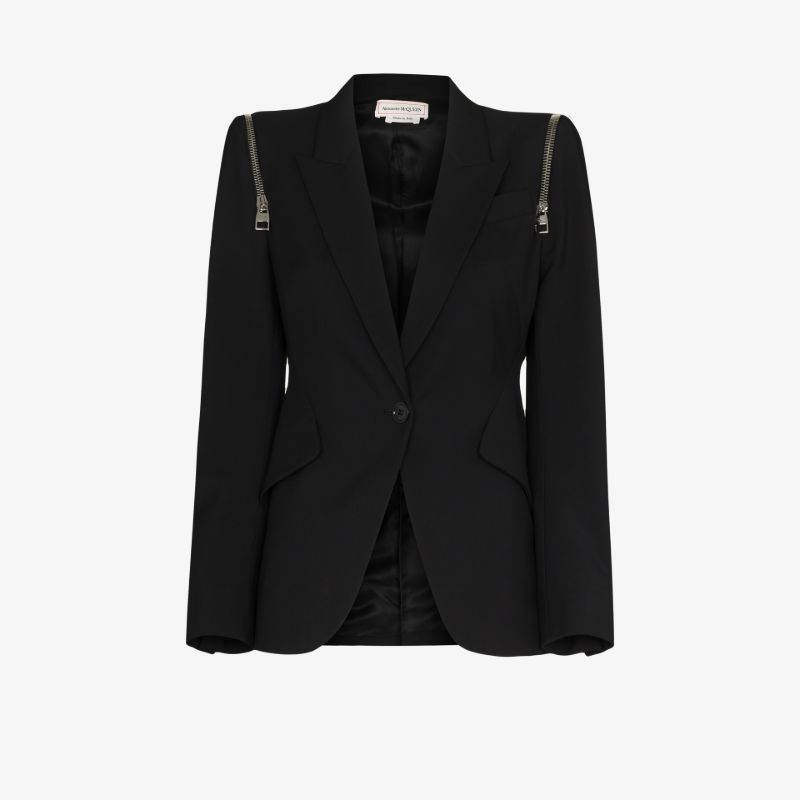 Zip Detail Wool Blazer