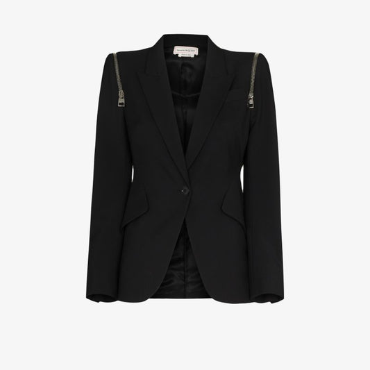 Zip Detail Wool Blazer