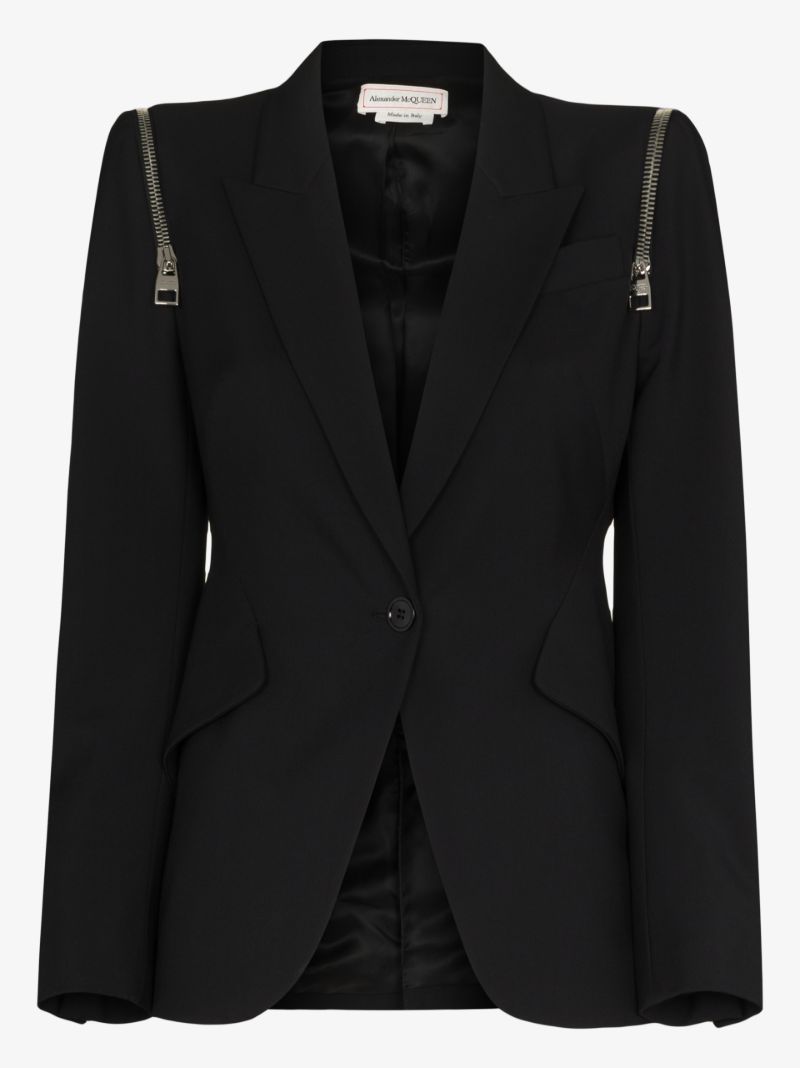 Zip Detail Wool Blazer