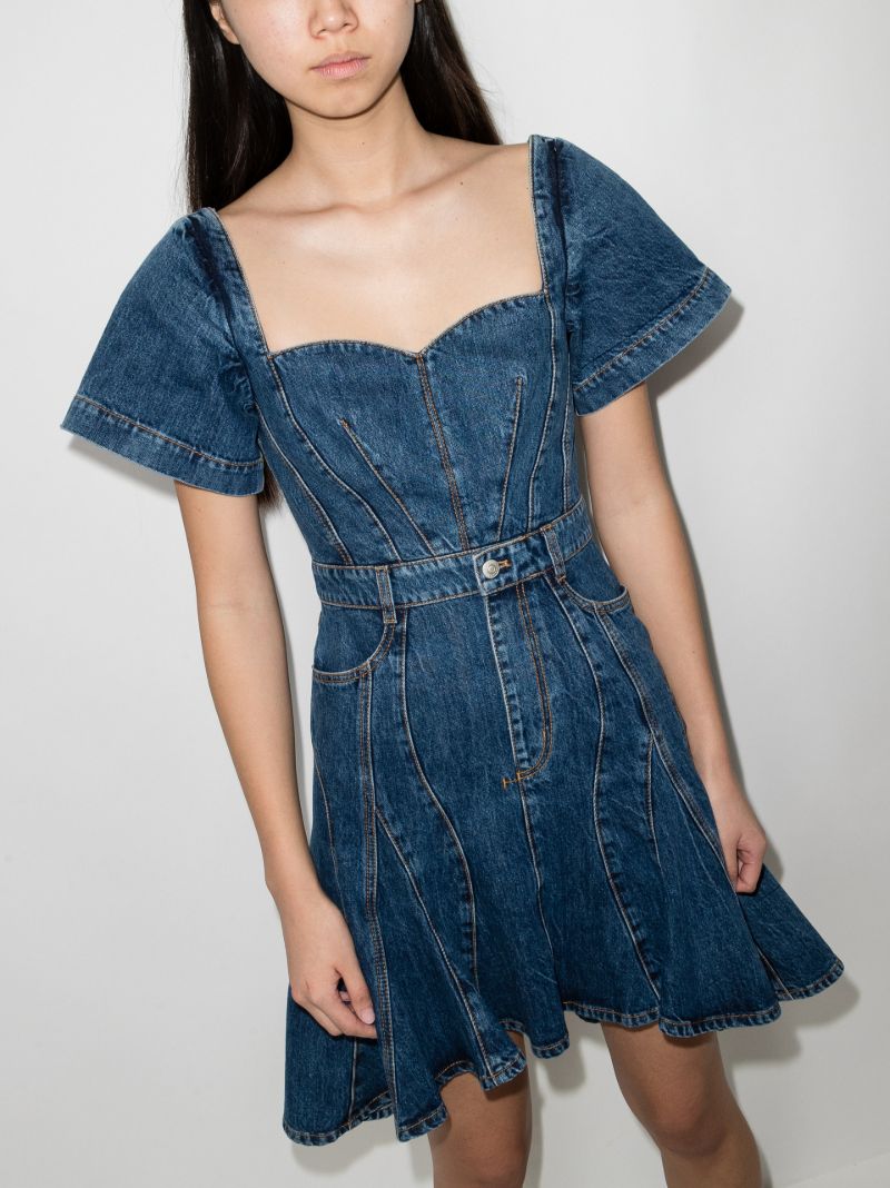 Fluted Hem Denim Mini Dress