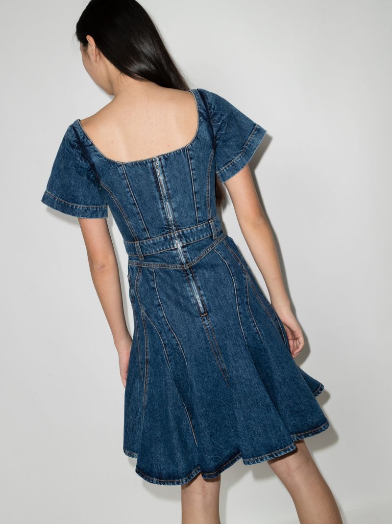 Fluted Hem Denim Mini Dress