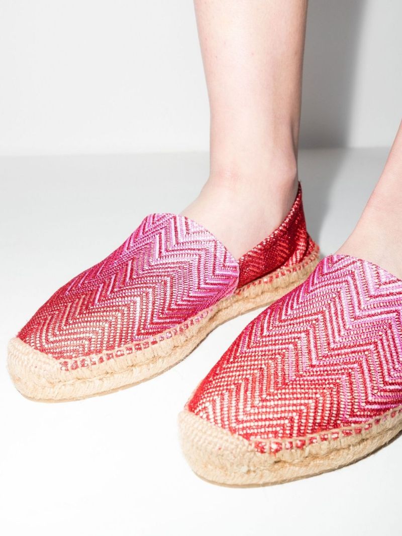 Pink Zigzag Canvas Espadrilles