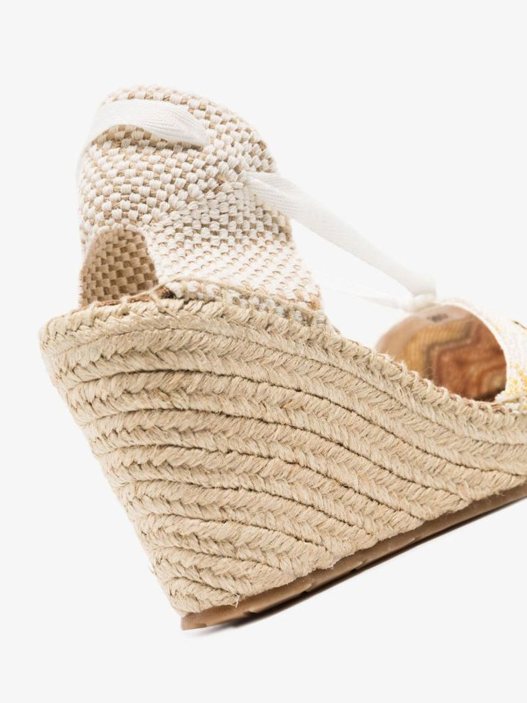 White 95 Zigzag Wedge Espadrilles