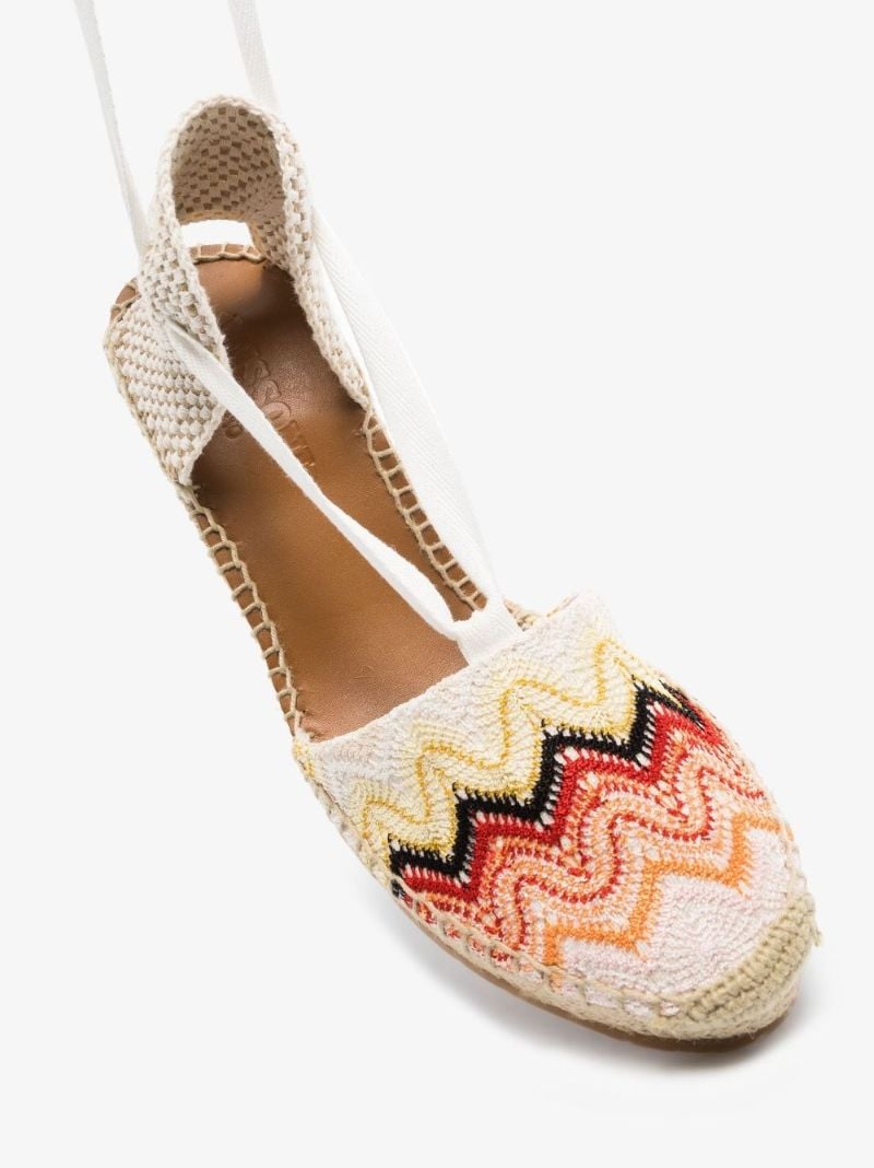 White 95 Zigzag Wedge Espadrilles