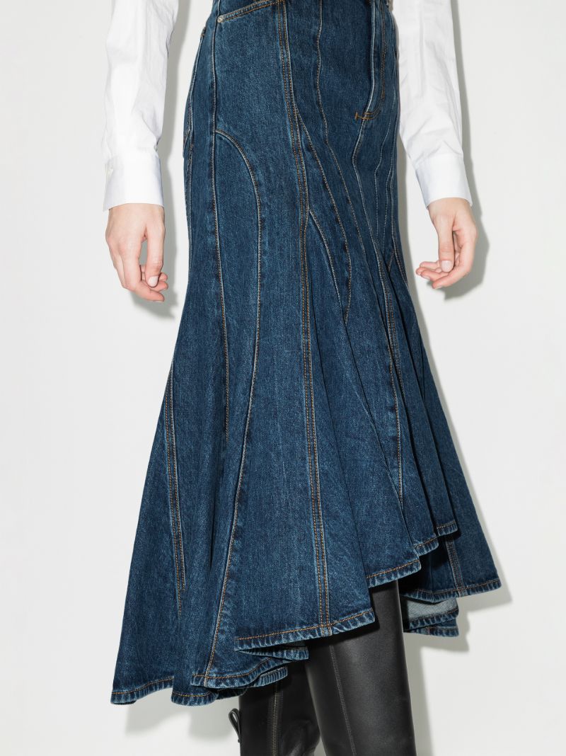 Panelled Denim Midi Skirt