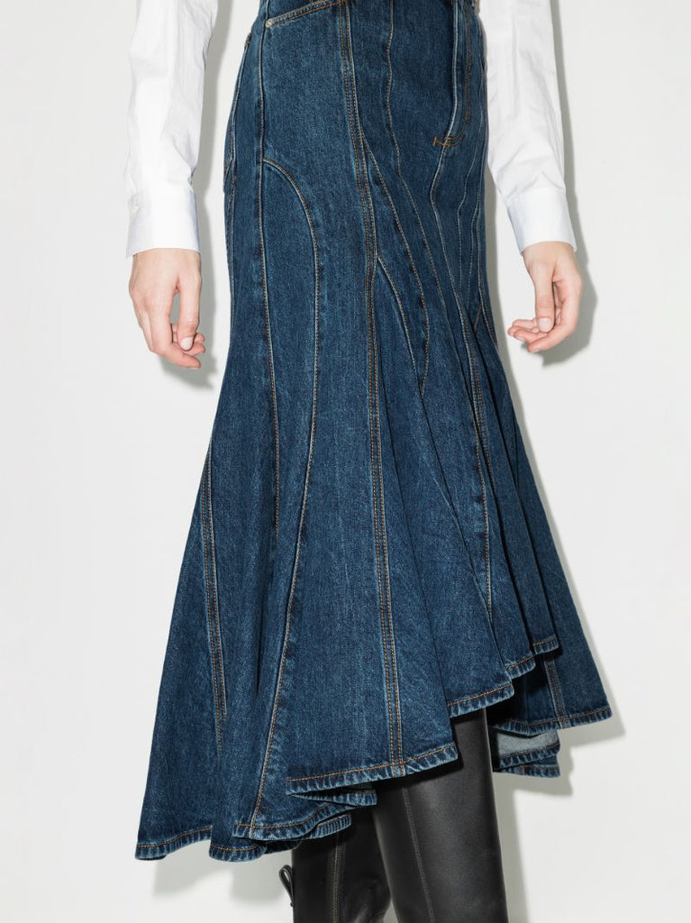 Panelled Denim Midi Skirt