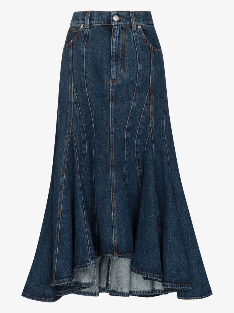 Panelled Denim Midi Skirt