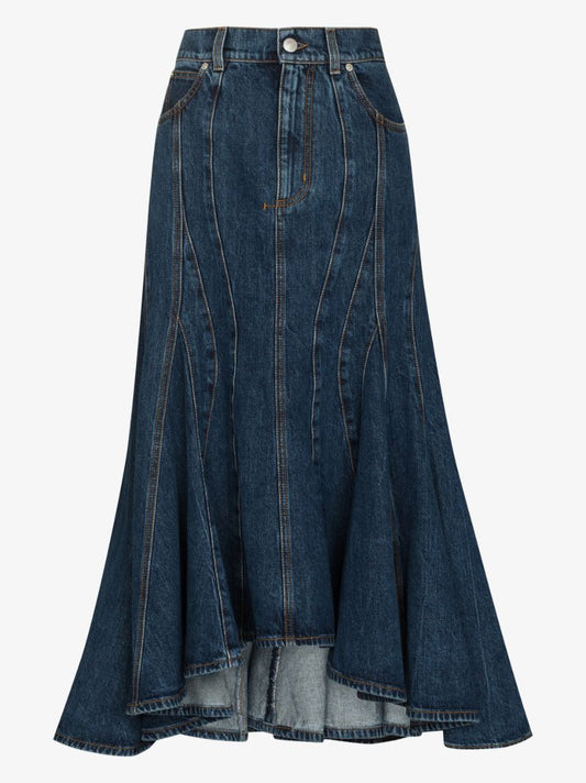 Panelled Denim Midi Skirt