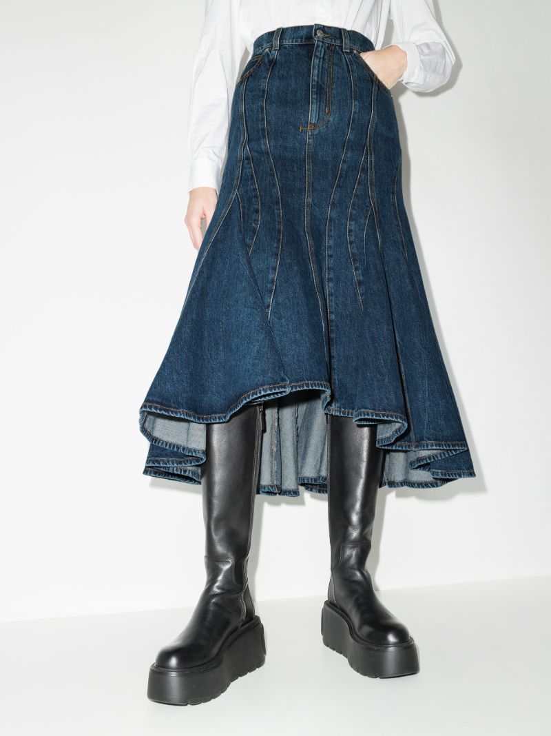 Panelled Denim Midi Skirt