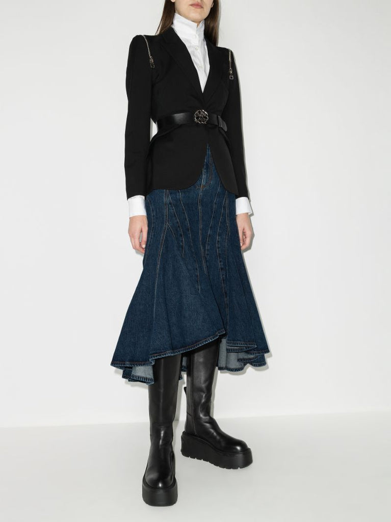 Panelled Denim Midi Skirt