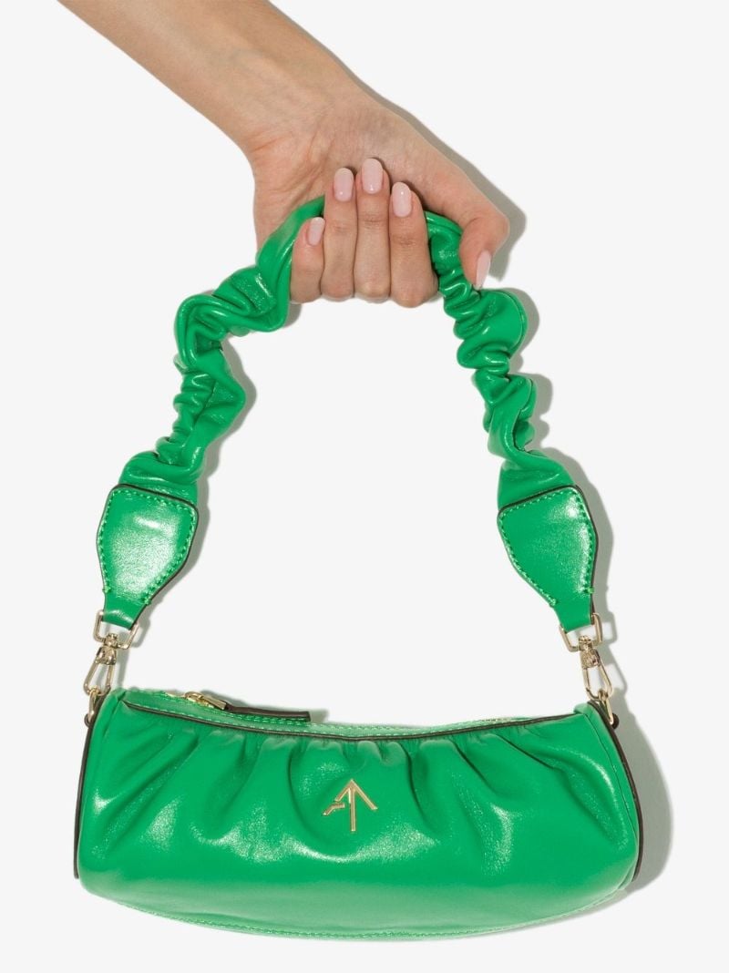 Green Ruched Mini Cylinder Xx Leather Shoulder Bag